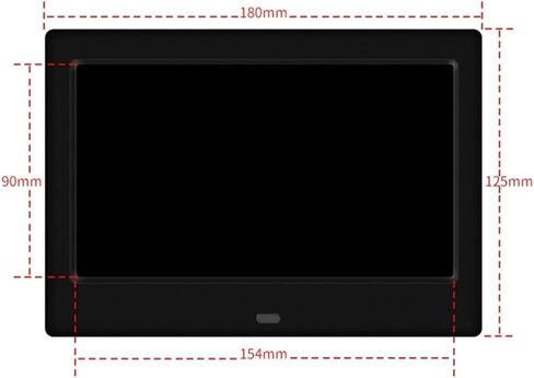 إطار صور رقمي مقاس 7 بوصة، شاشة LED مقاس 800 × 480، مشغل فيديو وMP3 بدقة 720 بكسل، تشغيل تلقائي، جهاز تحكم عن بعد، أسود in Saudi Arabia