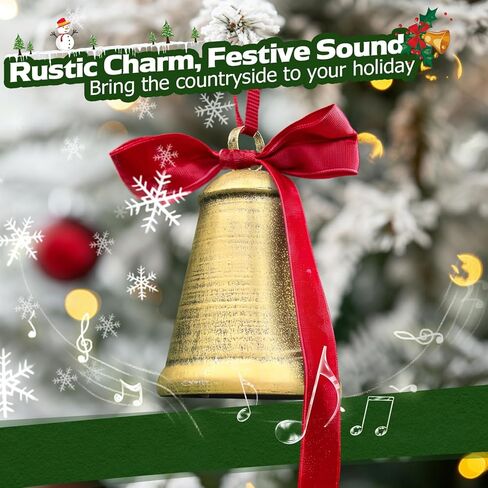 Christmas Bells,Vintage Iron Bells with Jute Rope for Hanging,Christmas Bells for Decoration,Christmas Decor Set of 3 Different Sizes in Kuwait