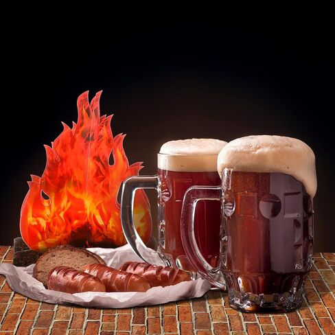 4 Pieces Christmas Dark Red Brick Wall Party Backdrop Plastic Brick Wallpaper Artificial Fire Flame Cardboard 3D Campfire Fake Centerpiece and Dark Red Brick Tablecloth for Holiday Party Background in Saudi Arabia
