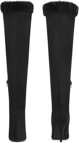 Perphy Faux Fur Boots Pointed Toe Thigh High Boots for Women in Saudi Arabia