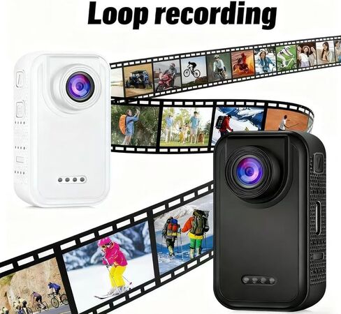 كاميرا رياضية لركوب الدراجات في الهواء الطلق، كاميرا إبهام للسفر، جيب تسجيل فيديو محمول، زاوية واسعة HD (أسود) in Kuwait