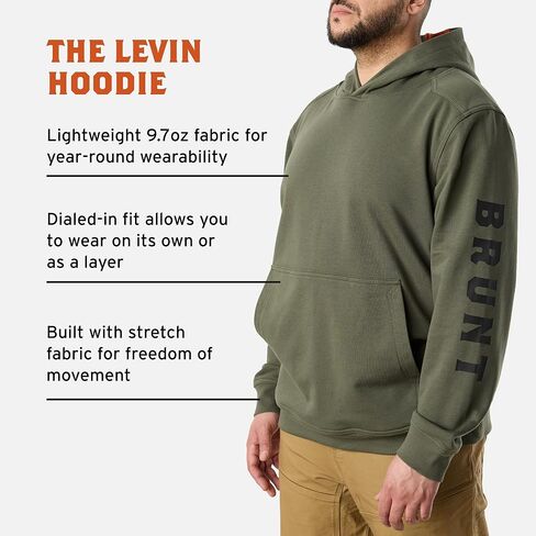 Brunt Levin Hoodie - XL - الكربون - قميص من النوع الثقيل الخفيف ، طوال الموسم - غطاء محرك مقبول من القبع in Kuwait