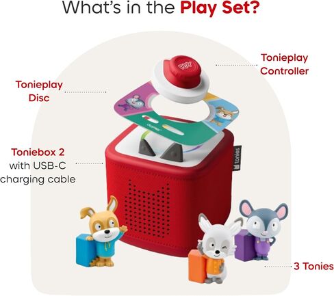 مجموعة مشغل الصوت Toniebox 2 للأطفال بعمر 3 سنوات فما فوق مع Lalalinos Akio وCosmo وScout Figurines وTonieplay Game & Controller - أزرق سماوي in Saudi Arabia
