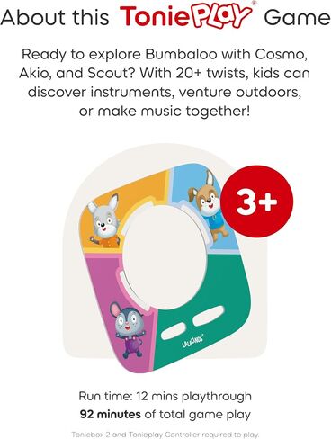 مجموعة مشغل الصوت Toniebox 2 للأطفال بعمر 3 سنوات فما فوق مع Lalalinos Akio وCosmo وScout Figurines وTonieplay Game & Controller - أزرق سماوي in Saudi Arabia