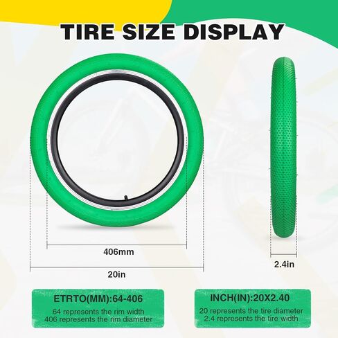 ZUKKA 20 x 2.4 Bike Tire 2 Pack 20 inch x 2.4 BMX Bike Tire Folding Replacement Tire for MTB Mountain Bike, BMX Bicycle Commuter Bike in Saudi Arabia