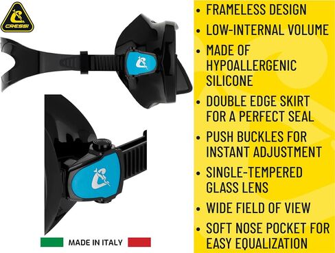 Cressi Lens Lens Scuba Scuba Scubless للحصول على رؤية جيدة | F-Dent: مصمم في إيطاليا in Saudi Arabia