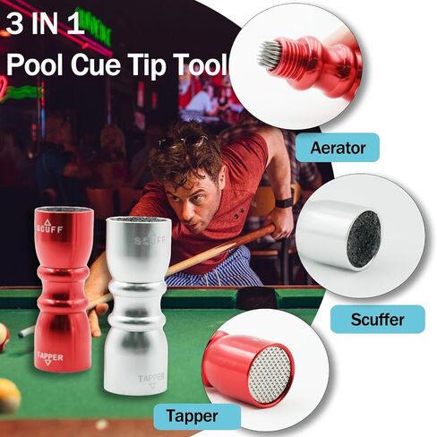 2 حزمة تجمعات جديلة المشعب ، 3 في 1 billiard cue tip tool tool portable pool cue tips scuffer ، المشكل والهواء ، ملحقات البلياردو البلياردو. in Kuwait