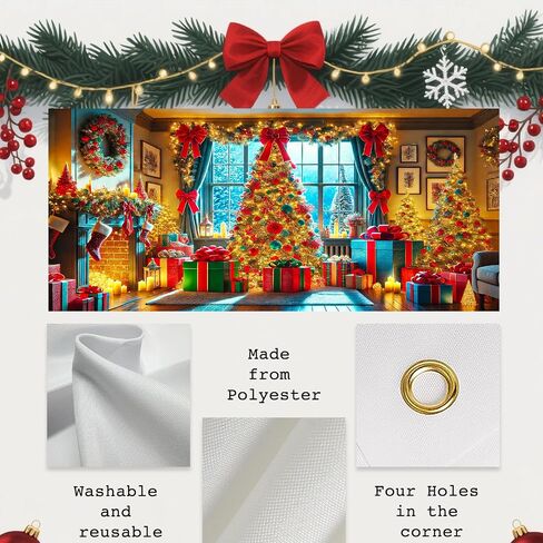 Nuxovilar Christmas Garage Door Cover Hanging Banner Decorations Extra Large Backdrop Xmas Cover Holiday Party Supplies Home Wall for Home Skins Murals Outdoor/Indoor Polyester (Type D,6 X 13 Foot) in Saudi Arabia