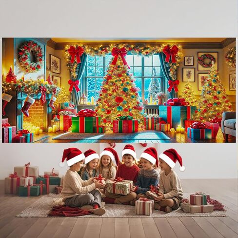 Nuxovilar Christmas Garage Door Cover Hanging Banner Decorations Extra Large Backdrop Xmas Cover Holiday Party Supplies Home Wall for Home Skins Murals Outdoor/Indoor Polyester (Type D,6 X 13 Foot) in Saudi Arabia