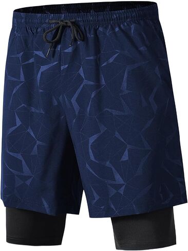 Men's Athletic Shorts 2-in-1 Quick Drying Sports Fitness Running Shorts in Saudi Arabia
