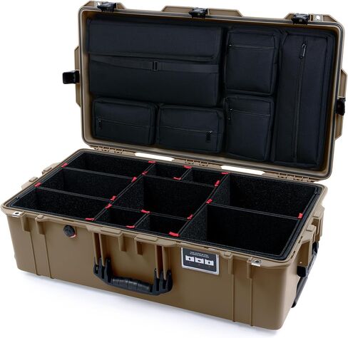 حافظة Pelican Air 1615 من ColorCase - الأوساخ الصحراوية الداكنة - حافظة كبيرة الحجم مضادة للماء طقم مقسم TrekPak ومنظم غطاء حقيبة الكمبيوتر - مقابض ومزالج OD خضراء in Kuwait
