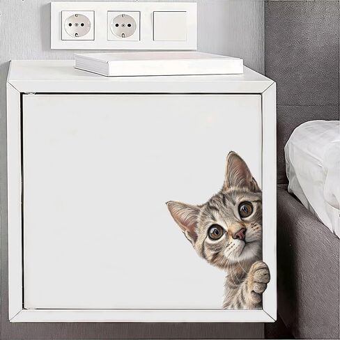 ملصق باب على شكل قطة - ملصق فينيل مضحك قابل للإزالة للباب والنافذة الزجاجية، فن جداري لطيف لخصوصية الحيوانات، ديكور منزلي مقاوم للماء للمنزل، الشقة Z-115 in Kuwait