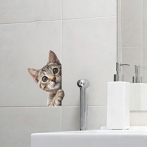 ملصق باب على شكل قطة - ملصق فينيل مضحك قابل للإزالة للباب والنافذة الزجاجية، فن جداري لطيف لخصوصية الحيوانات، ديكور منزلي مقاوم للماء للمنزل، الشقة Z-115 in Kuwait