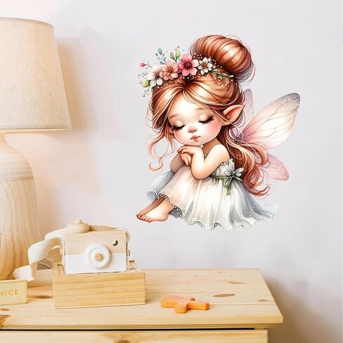 Butterfly Girl Wall Stickers Flower Fairy Wall Decal Cute Baby Room Decor for Kids Bedroom Playroom Pink Bedroom in Kuwait