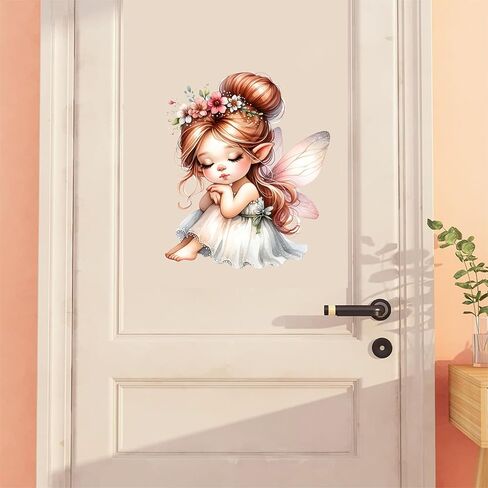 Butterfly Girl Wall Stickers Flower Fairy Wall Decal Cute Baby Room Decor for Kids Bedroom Playroom Pink Bedroom in Kuwait