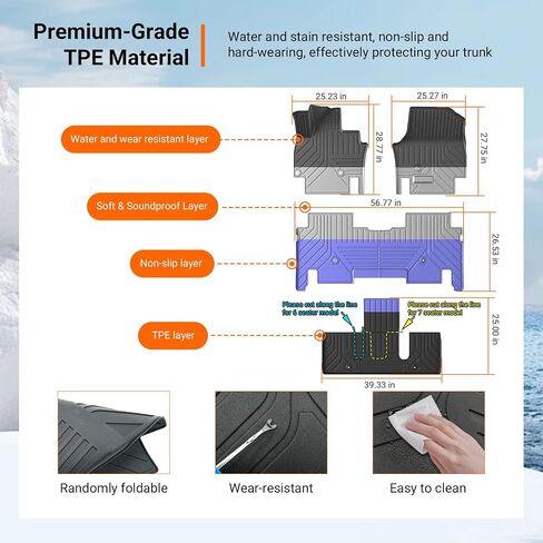 powoq 6&7 Seats Floor Mat Compatible with 2024-2026 KIA EV9 Cargo Mat Floor Liner Trunk Mat TPE Backrest Mat with Cargo Liner Replacement for 2024 2025 2026 KIA EV9 Accessories in Saudi Arabia