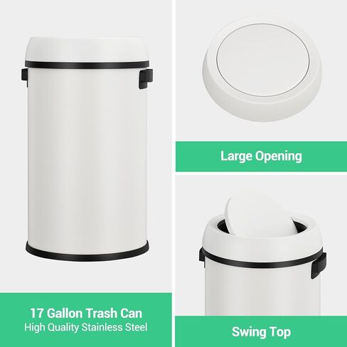 Garvee 17 Gallon/65 Liter Trash Can ، علبة القمامة المقاومة للبصمات المصنوعة من الفولاذ المقاوم للبصمات. in Kuwait