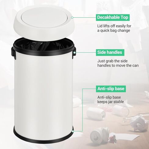 Garvee 17 Gallon/65 Liter Trash Can ، علبة القمامة المقاومة للبصمات المصنوعة من الفولاذ المقاوم للبصمات. in Kuwait