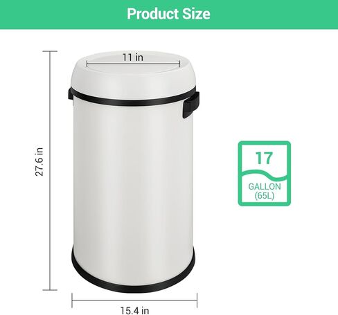 Garvee 17 Gallon/65 Liter Trash Can ، علبة القمامة المقاومة للبصمات المصنوعة من الفولاذ المقاوم للبصمات. in Kuwait