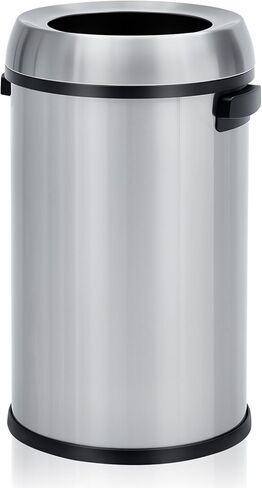 Garvee 17 Gallon/65 Liter Trash Can, Fingerprint-Proof Stainless Steel Open Top Garbage Can, Heavy Duty Commercial Round Trash Bin for Restaurant, Home, Office, Black in Saudi Arabia