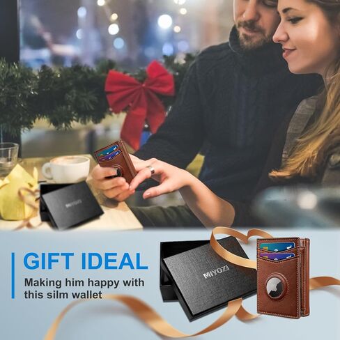 Airtag Wallet for Men,with Cash Pocket 2 ID Window 14-16 Cards Magnetic Closure Slim Trifold Leather Wallet 4.0"x3.1", RFID Blocking Front Pocket Wallet with Gift Box in Saudi Arabia