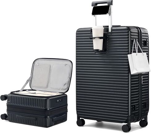 Hard Shell Expandable Luggage Sets 2 Piece with Spinner Wheels Cup Holder, Top Opening Lightweight Luggage Rolling Suitcase with Lock, Carry On And Checked Luggage Set 2 Piece (White, 20/28) in Kuwait