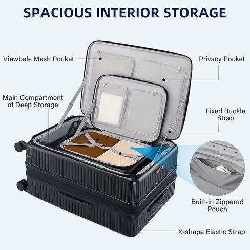 Hard Shell Expandable Luggage Sets 2 Piece with Spinner Wheels Cup Holder, Top Opening Lightweight Luggage Rolling Suitcase with Lock, Carry On And Checked Luggage Set 2 Piece (White, 20/28) in Kuwait