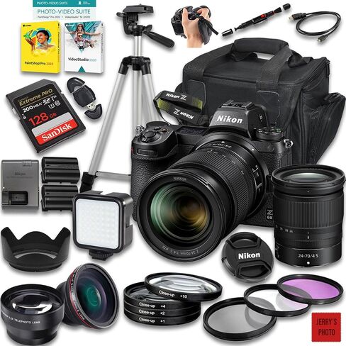 Nikon Z6 II Mirrorless Camera with Z 24-70mm f/4 S Lens + 128 GB Memory + Extra Battery + Camera Case + Tripod + More (32pc Bundle) (Renewed) in Saudi Arabia