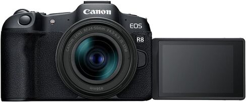 كاميرا Canon EOS R8 كاملة الإطار بدون مرآة + RF 24-50 مم F4.5-6.3 هي حزمة عدسة STM 5803C012 مع بطاقة ذاكرة Lexar Premium 64 جيجابايت SDXC وحقيبة كاميرا Deco Essentials ومجموعة Corel Photo Video in Saudi Arabia