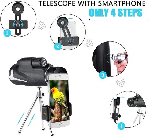 Telescope Binoculars High Power Monocular 50X Black Outdoor Hiking Camping HD Optical Monocular Bird Watching Update with Flashlight Day and in Saudi Arabia