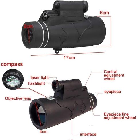 Telescope Binoculars High Power Monocular 50X Black Outdoor Hiking Camping HD Optical Monocular Bird Watching Update with Flashlight Day and in Saudi Arabia