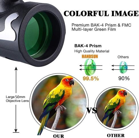 Telescope Binoculars High Power Monocular 50X Black Outdoor Hiking Camping HD Optical Monocular Bird Watching Update with Flashlight Day and in Saudi Arabia