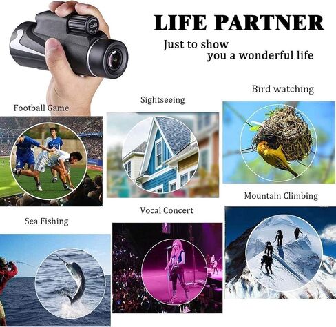 Telescope Binoculars High Power Monocular 50X Black Outdoor Hiking Camping HD Optical Monocular Bird Watching Update with Flashlight Day and in Saudi Arabia