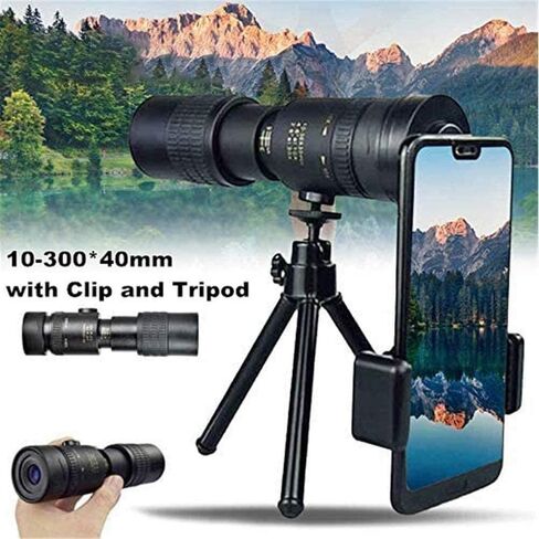 تلسكوب أحادي العين 4K تكبير تليفوتوغرافي فائق 10-300X40 مم تلسكوب مقاوم للماء للهواتف الذكية والصيد والتخييم in Saudi Arabia