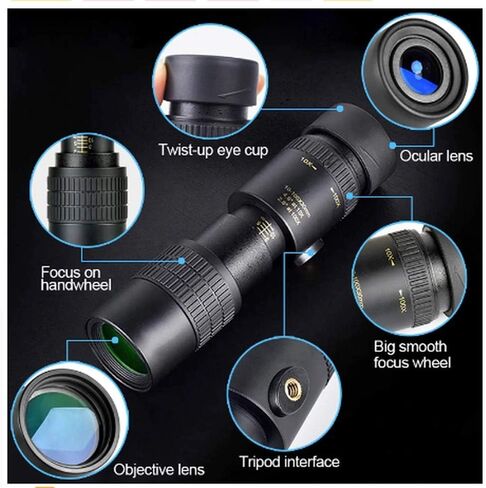 تلسكوب أحادي العين 40 × 60 عالي الوضوح قابل للتكبير أحادي العين لمشاهدة الطيور لعبة كرة القدم والمشي لمسافات طويلة والتخييم تلسكوب صغير مقاوم للماء مع حامل ثلاثي القوائم للهاتف الذكي in Saudi Arabia