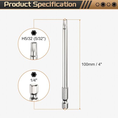 HARFINGTON 5 قطع H1/16 رأس مفك سداسي 1/16 بوصة طرف مسطح 1/4 بوصة ساق سداسية 4 بوصة طويلة مغناطيسية سداسية برغي مثقاب مفتاح ربط مطلي بالكروم مقبس محرك الطاقة in Saudi Arabia