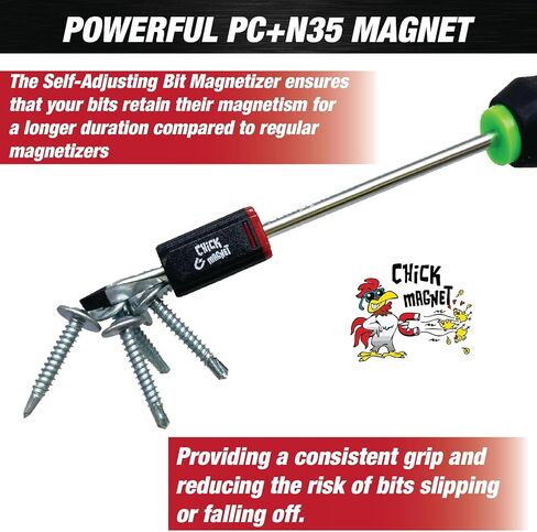 حلقة ممغنطة ذاتية الضبط من CHICK MAGNET، حامل محرك لقم مفك البراغي، 5/32 إلى 1/4 بوصة (4 إلى 6.35 مم)، تعمل مع مفاتيح Allen/Hex in Kuwait