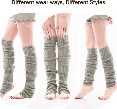 VIBILIA 31.5 Inch Leg Warmers Thigh High Socks Non-Slip Over Knee Footless Extra Long Warm Winter Socks for Women Dance Yoga in Kuwait