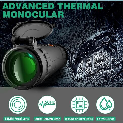 Night Vision Monocular 384x288 (50 Hz) Thermal Imaging Monoculars, 4X Digital Zoom, Detection 3620yd, 5 Mode, 7H+, No-Shutter Tech WiFi Heat Vision Infrared Imager for Hunting Camping in Saudi Arabia