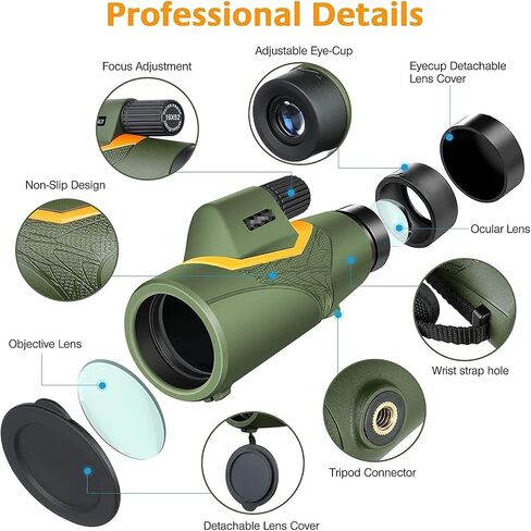 Monocular Telescope, FMC Lens BAK4 Prism 12×50 HD Portable Monocular Telescope with Mobile Phone Holder Tripod Suitable for Hiking Camping Bird Watching in Saudi Arabia