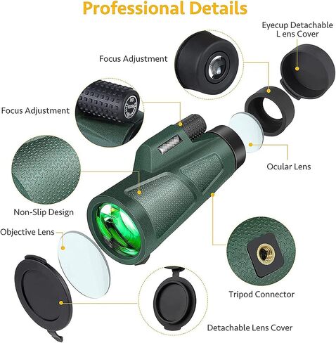 Monocular Telescope, 10×42 High Magnification Waterproof BAK4 Prism FMC Lens Handheld Monoculars with Mobile Phone Holder Tripod Suitable for Outdoor Bird Watching Camping in Saudi Arabia