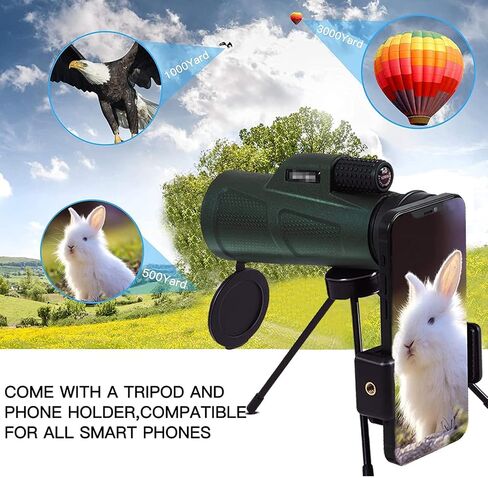 Monocular Telescope, 10×42 High Magnification Waterproof BAK4 Prism FMC Lens Handheld Monoculars with Mobile Phone Holder Tripod Suitable for Outdoor Bird Watching Camping in Saudi Arabia