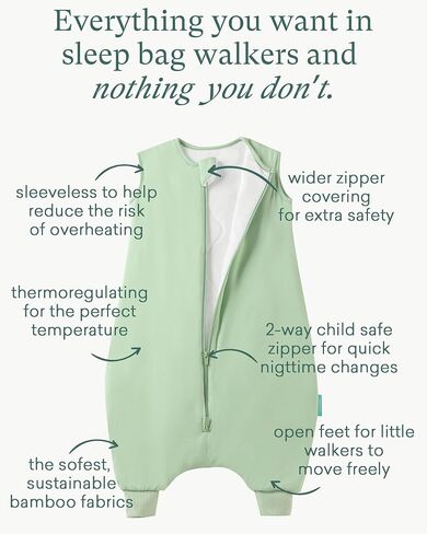 كيس نوم SuperSoft Toddler مع Feet 1.0 TOG Premium Bamboo Viscose Sleep Bag Walker مع أرجل 12-18-24-2T-4T-5T in Saudi Arabia