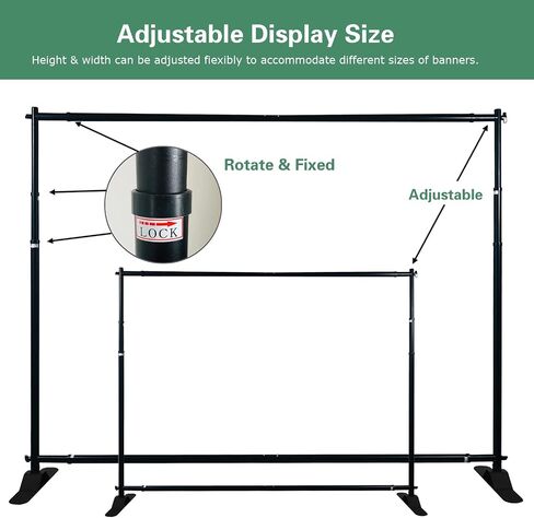 8 x 8ft (W x H) HEAVY-DUTY Telescopic Step and Repeat Banner Backdrop Stand with With Carrying Bag, Suitable for Trade Shows, Suitable for Trade Shows, Professional Photography Booths, and Step and Repeat Background Displays in Kuwait