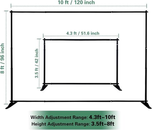 8 x 8ft (W x H) HEAVY-DUTY Telescopic Step and Repeat Banner Backdrop Stand with With Carrying Bag, Suitable for Trade Shows, Suitable for Trade Shows, Professional Photography Booths, and Step and Repeat Background Displays in Kuwait