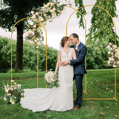 Tamodan 3 Pack Metal Wedding Arch (7.2ft+6.6ft+6ft) - Tool-Free Assembly | Photo Booth Backdrop for Outdoor Weddings, Engagement Shoots, Baby Showers, Balloon Arch (Incl. Ground Stakes) in Kuwait