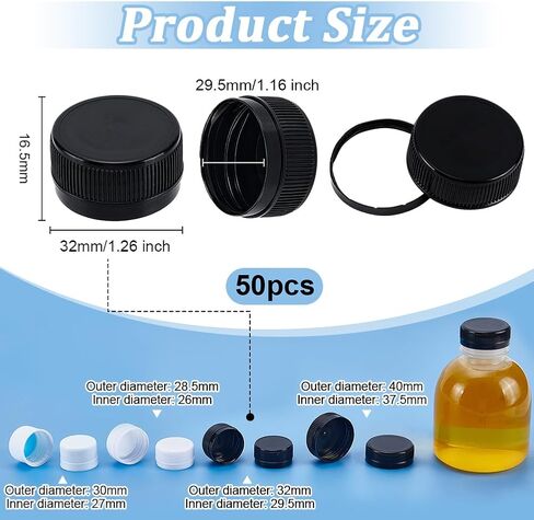 Olycraft 50pcs أغطية زجاجة بلاستيكية أبيض المسمار المسمار 26 ملم قطر داخلي قطرها إشراق أغطية تخزين البلاستي in Kuwait