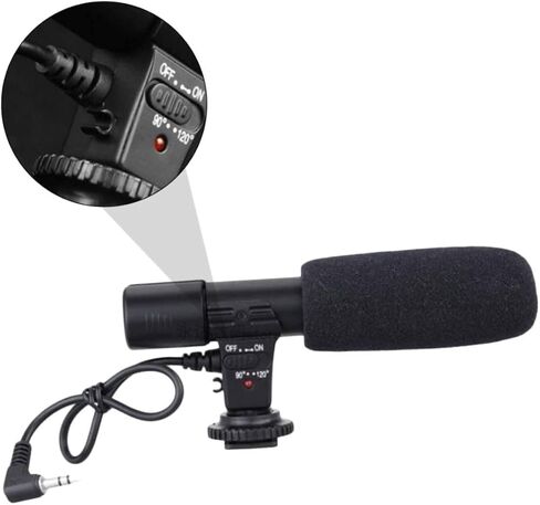 ميكروفون مقابلة احترافي قطعة واحدة من jojofuny لكاميرا DSLR وكاميرا الفيديو كابل ميكروفون تسجيل خارجي خفيف الوزن لمدونات الفيديو وصناعة الأفلام in Saudi Arabia