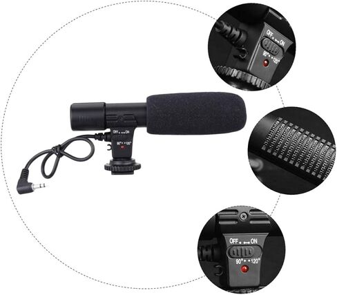 ميكروفون مقابلة احترافي قطعة واحدة من jojofuny لكاميرا DSLR وكاميرا الفيديو كابل ميكروفون تسجيل خارجي خفيف الوزن لمدونات الفيديو وصناعة الأفلام in Saudi Arabia