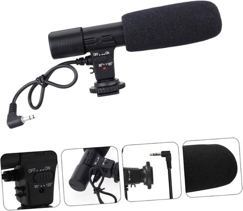 ميكروفون مقابلة احترافي قطعة واحدة من jojofuny لكاميرا DSLR وكاميرا الفيديو كابل ميكروفون تسجيل خارجي خفيف الوزن لمدونات الفيديو وصناعة الأفلام in Saudi Arabia